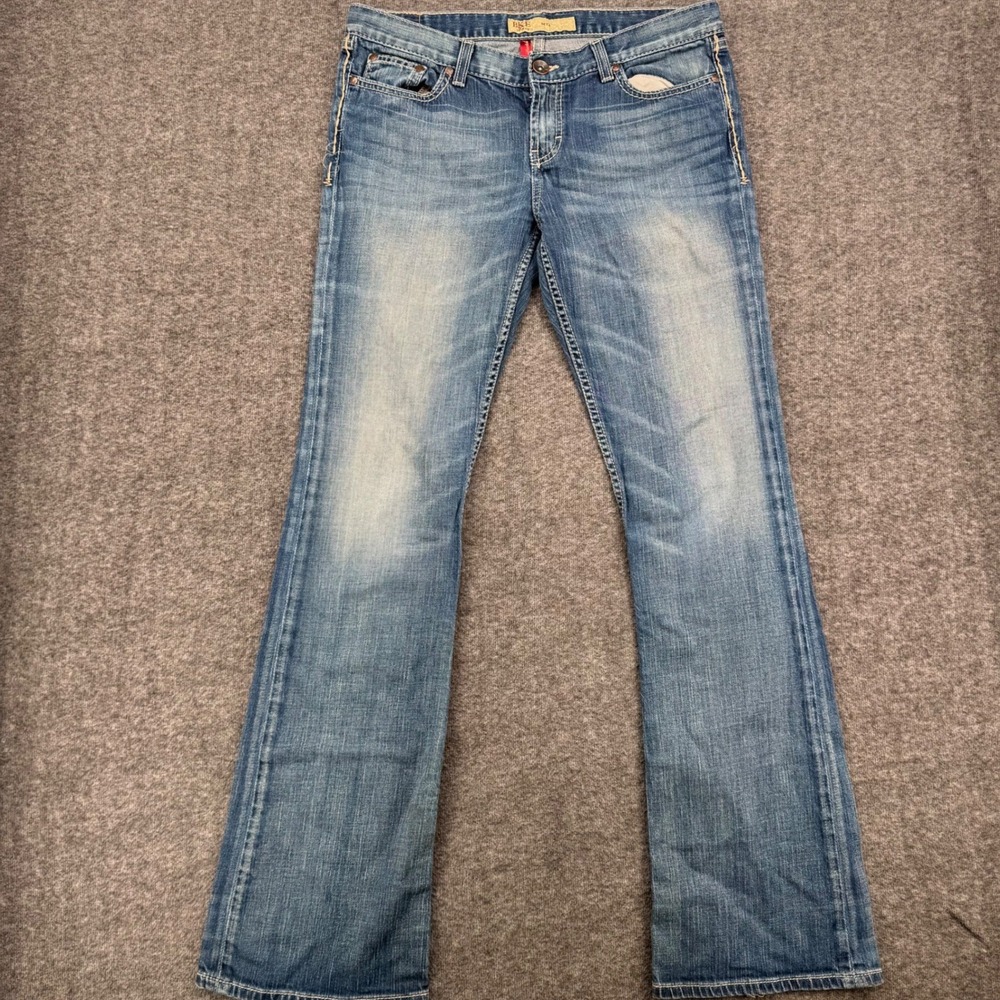 BKE Mya Bootcut Jeans Womens 32 Western Medium Wash Stretch Distressed Tall